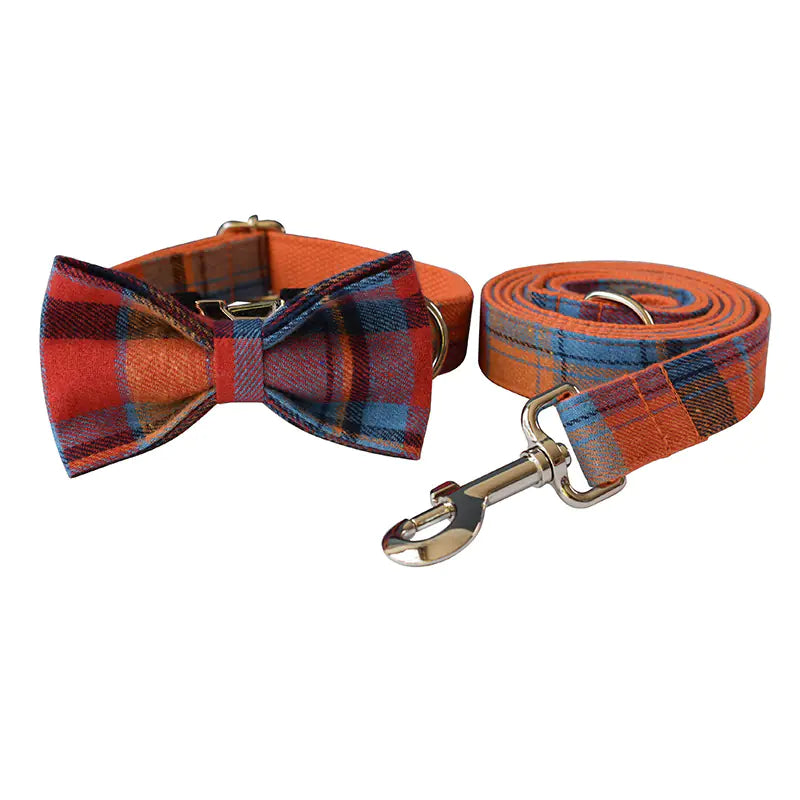 Orange Velvet Dog Collar with Rope - Pet Supplies